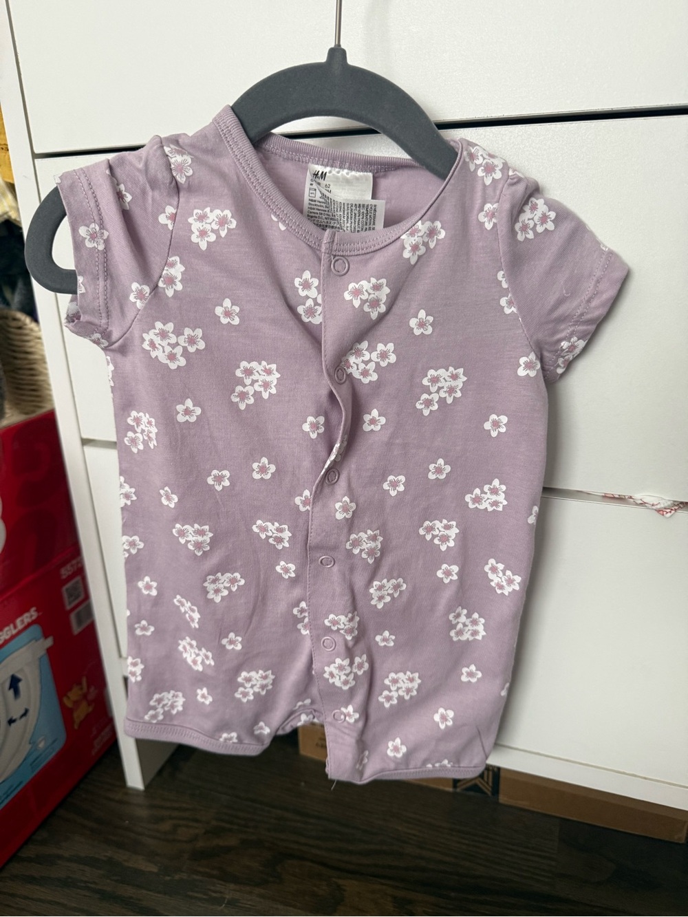 H&M Lilac Floral Organic Cotton Baby Romper